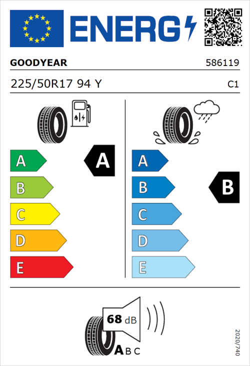 Tyre Label for Goodyear Eagle F1 Asymmetric 5 225/50R17 94Y